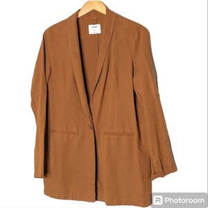 OLD NAVY Tan Linen Unlined One Button Blazer size M Tall